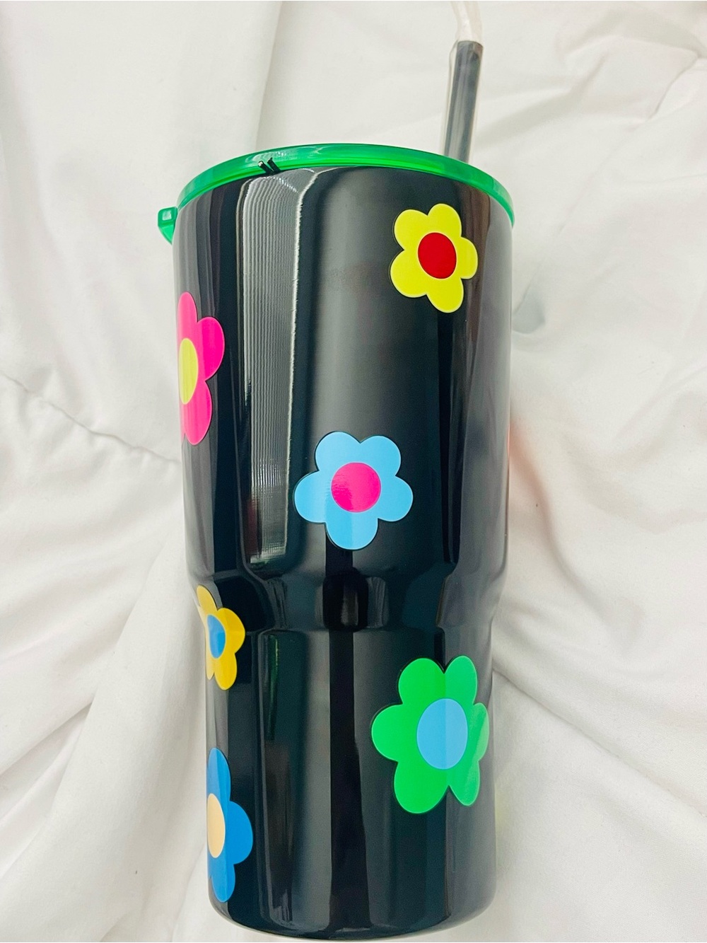 Kate Spade black floral 20oz. stainless steel gingham garden tumbler